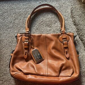 Lauren R.L. MCMLXVII leather bag, rich camel with original hang tag 15x10x10
